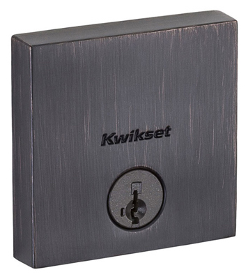 Downtown Square Single-Cylinder Deadbolt Lock, SmartKey Security, Venetian Bronze