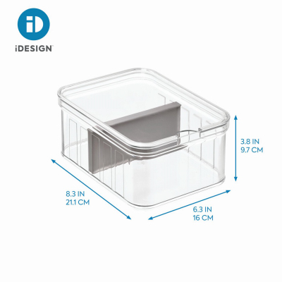 Refrigerator Bin Crisper, Adjustable Divider & Lid, BPA- Free Clear Plastic Refrigerator Bin Crisper, Adjustable Divider & Lid, BPA- Free Clear Plastic