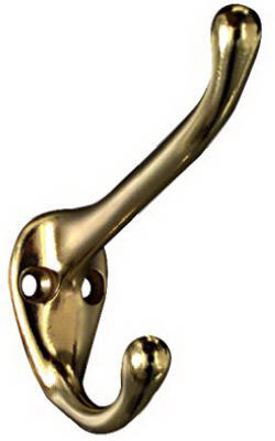 Hat & Coat Hook, Polished Solid Brass