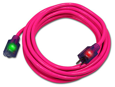Extension Cord, Pink, 14/3, 15-Ft.