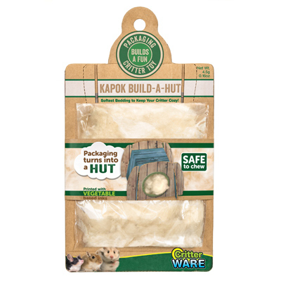 Kapok Soft Bedding for Small Animals with Build-A-Hut Toy Packaging