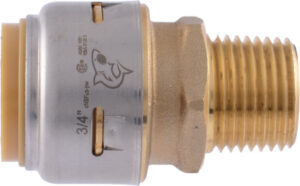Brass Push-To-Connect MIP Reducing Adapter Fitting, 3/4 x 1/2 In.