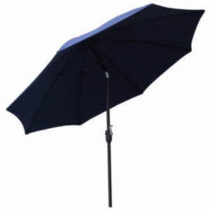 Patio Canopy Umbrella, Crank Open/Tilt, Aluminum Pole, Navy Fabric, 9 Ft.
