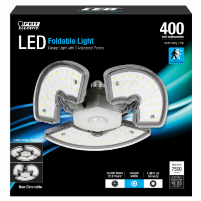 LED Foldable Garage Light 3 Panels Motion Sensor 7500 Lumens 75 Watts True Value Hardware