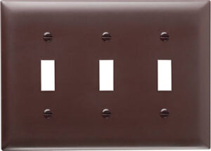 Pass & Seymour Wall Plate, 3-Toggle Opening, Urea, Brown