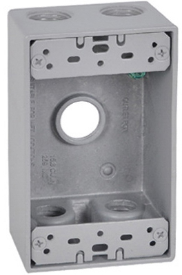 Weatherproof 1 Gang Rectangular Outlet Box, Five 1/2 In. Holes, Gray ...