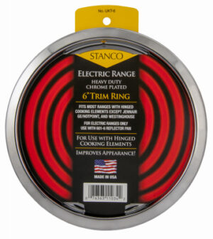 Electric Range Trim Ring, Chrome-Plated, 6 In.