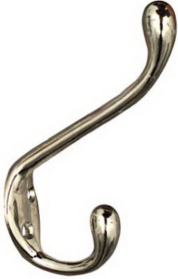 Hat & Coat Hook, Heavy-Duty, Nickel, Long