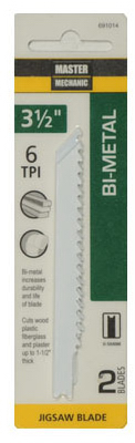 Bi-Metal/Cobalt Jigsaw Blade, 3.5 In., 6-TPI, 2-Pk.