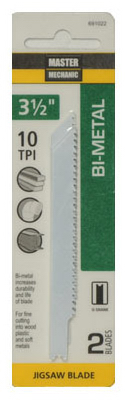 Bi-Metal/Cobalt Jigsaw Blade, 3.5 In., 10-TPI, 2-Pk.