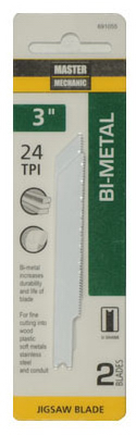 Bi-Metal/Cobalt Jigsaw Blade, 3 In., 24-TPI, 2-Pk.