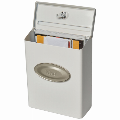 Designer Medium, Vertical, Wall Mount, Locking Mailbox, White Designer Medium, Vertical, Wall Mount, Locking Mailbox, White