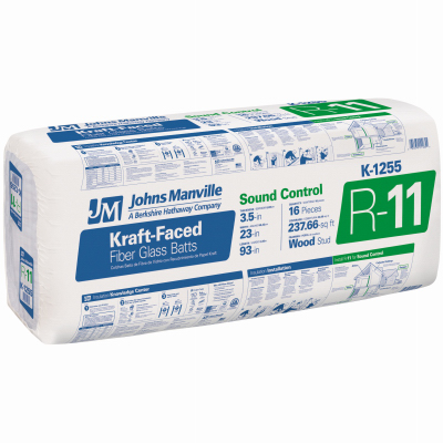 R11 Kraft Batt Fiberglass Insulation, 3-1/2 In. Thick, 23 x 93 In.