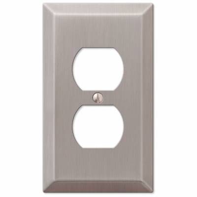 Century Outlet Wall Plate, Brushed Nickel, Steel, 1 Duplex