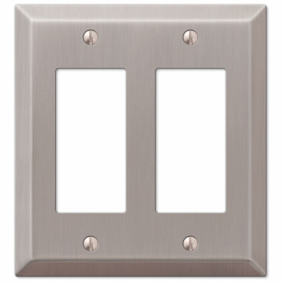 Century Wall Plate, Brushed Nickel, Steel, 2 Rocker