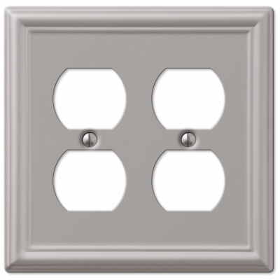 Chelsea Wall Plate, Brushed Nickel, Steel, 2 Duplex