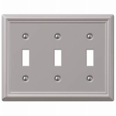 Chelsea Wall Plate, Brushed Nickel, Steel, 3 Toggle