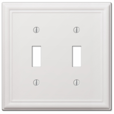 Chelsea Wall Plate, White, Steel, 2 Toggle