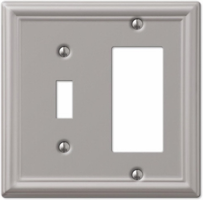 Chelsea Wall Plate, Brushed Nickel, Steel, 1 Rocker/ 1 Toggle