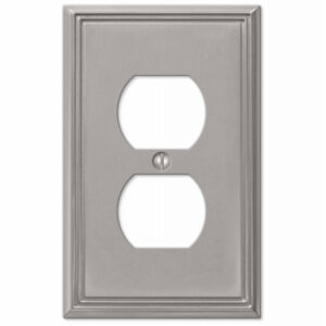 Metro Single Duplex Wall Plate, Brushed Nickel, Metal