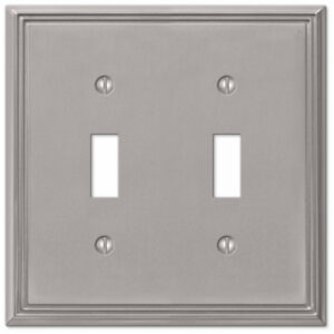 Metro Wall Plate, Brushed Nickel, Metal, 2 Toggle