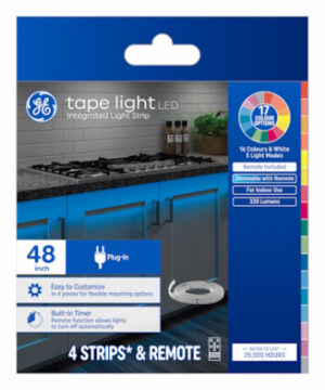 LED Tape Light Plug In Strip, Timer + Remote, 17 Colors, 48 In.
