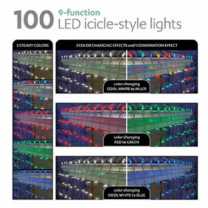 Multi-Function Christmas LED Color Sync Icicle Light Set, White/RGB, 100 Lights