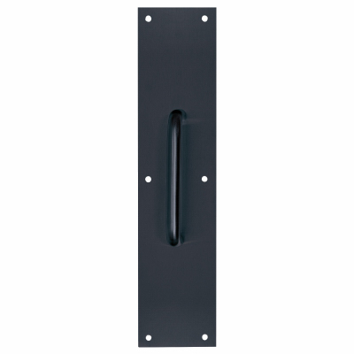 Door Pull Plate, Matte Black, 3.5 x 15 In.