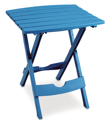 Quik Fold Patio Side Table, Resin, Pool Blue
