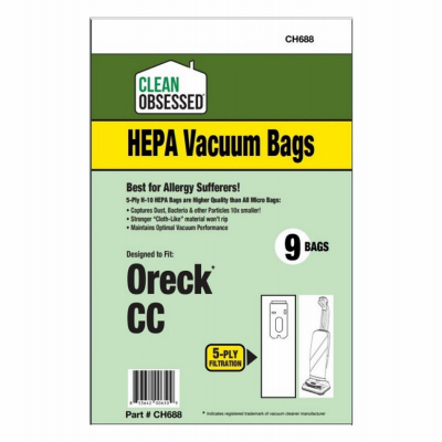 Oreck Vacuum Cleaner Bags, Type CC HEPA, 9-Pk.