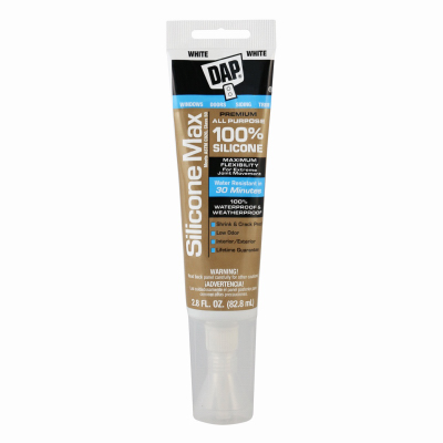 Silicone Max Premium Window & Door Sealant, White, 2.8 oz.