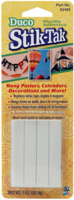 Stik-Tak Adhesive, Reusable, White, 1-oz.