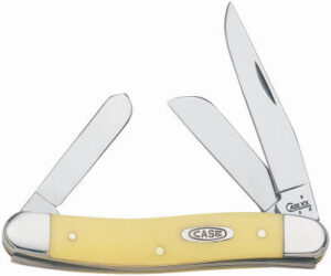 Stockman Pocket Knife With Clip, Chrome Vanadium/Yellow, 3-5/8-In. Closed