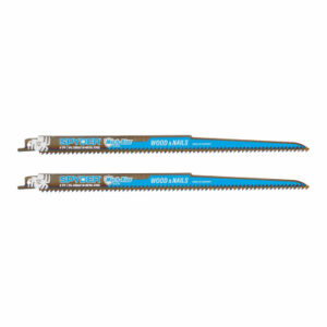 Mach-Blue Bi-Metal Reciprocating Saw Blades, Wood/Nails, 6-TPI, 12 In., 2-Pk.