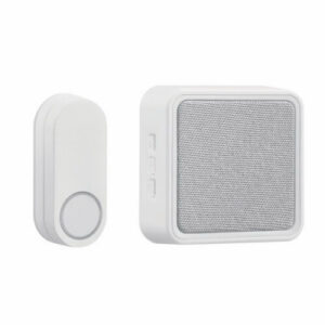 Heath Zenith Doorbell Kit, Battery Operated, White, Light Gray Fabric, Lighted