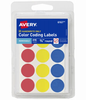 Removable Color Coding Labels, Handwrite Only, 3/4 In. Round, 315-Pk.