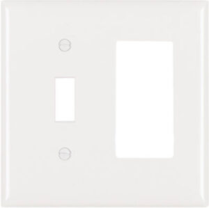 Pass & Seymour Wall Plate, 1-Toggle & 1 Decorator Opening, Urea, White