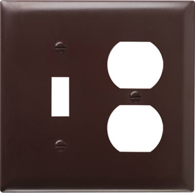 Pass & Seymour Wall Plate, 1-Toggle & 1-Duplex, Urea, Brown