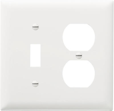 Pass & Seymour Wall Plate, 1-Toggle & 1-Duplex, Urea, White