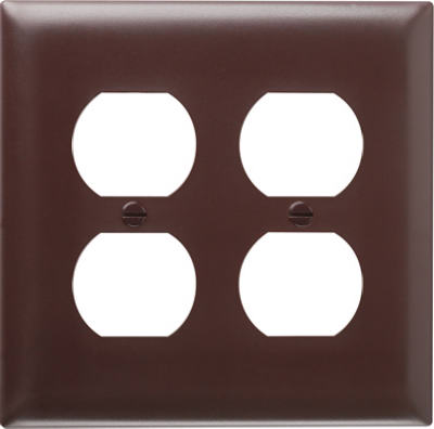 Pass & Seymour Wall Plate, 2-Duplex, Urea, Brown