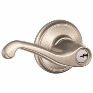 Satin Nickel Flair Lever Design Entry Lockset