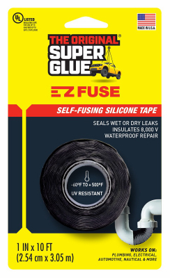 Super Glue E-Z Fuse Silicone Tape, Black, 1 In. x 10 Ft.