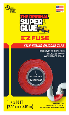 Super Glue E-Z Fuse Silicone Tape, Red, 1 In. x 10 Ft.