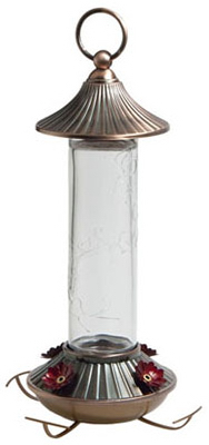 Bird Feeder, Hummingbird, Embossed Glass, 14-oz.