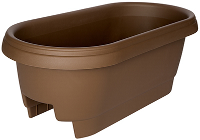 Deck Rail Planter, Plastic, Chocolate, 24-In.