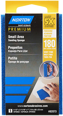 5X Small Area Sanding Sponge, 180 Grit (Very Fine), 4-1/2 x 2-11/16 x 1-In.