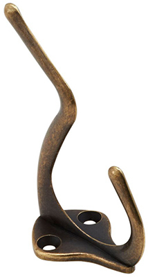 Hook, Coat & Hat, Antique Brass