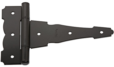 Ornamental Gate T-Hinge, Reversible, Black, 6 In.