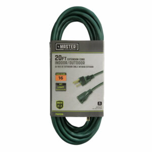 Outdoor Extension Cord, 16/3 SJTW, Green, 20 Ft.