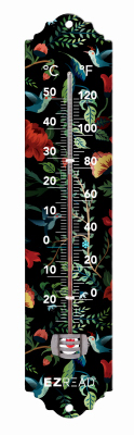 Birds & Blooms Thermometer, Metal, 12 In.
